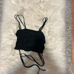 Black runched crop top
